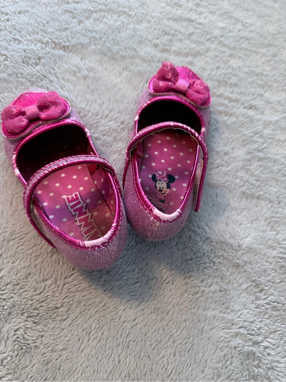 Disney Girls Pink Sparkle Mary Jane Shoes with Bow